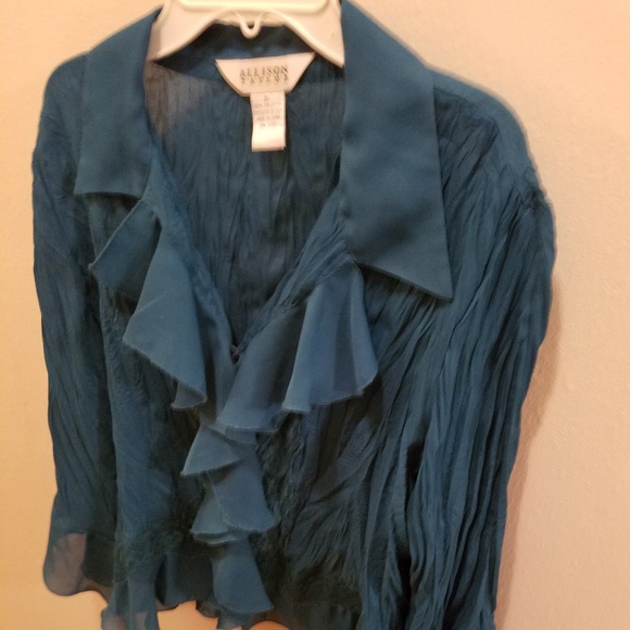 Allison Taylor Tops - Allison Taylor Teal Ruffled Blouse